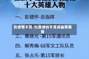 抗疫情平民/抗疫情的平民英雄有哪些