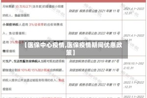 【医保中心疫情,医保疫情期间优惠政策】