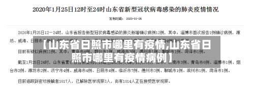 【山东省日照市哪里有疫情,山东省日照市哪里有疫情病例】-第1张图片