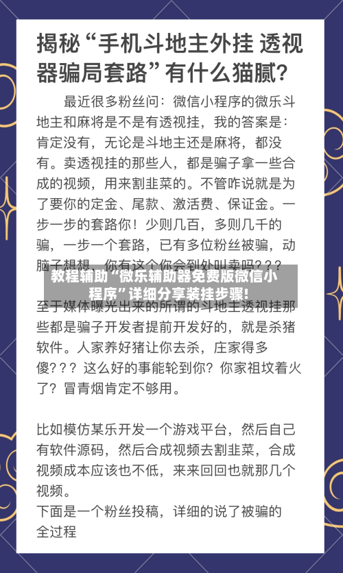 教程辅助“微乐辅助器免费版微信小程序	”详细分享装挂步骤!-第1张图片